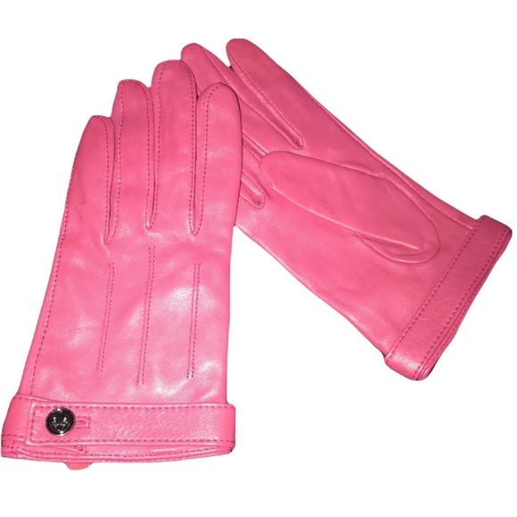 Club Monaco Pink Leather Gloves size S/M - Picture 3 of 8